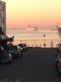 Cruise ship coming in to port at Long Beach, CA