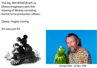 wbfs - Disney sent this tribute when *Jim Henson (creator of the muppets) passed away 35 years ago this day in 1990 (CE)