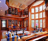 Library interior in a private house