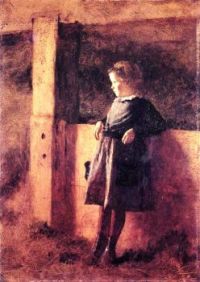 Girl in Barn by Eastman Johnson