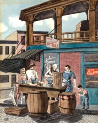 Page Cary (American, b. 1904),  Fish Stand (ca 1940)