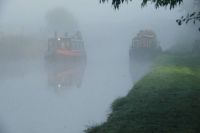 Canal Boats in the Mist