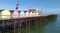 Beach Huts on Hastings Pier, East Sussex, UK