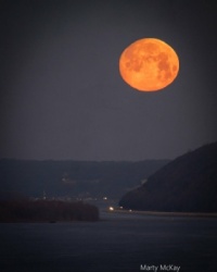 Moon over the Mississippi at Alton, Illinois
