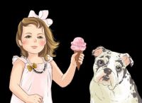 Girl With Dog And Ice Cream
