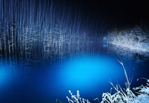Blue Pond by night Kent Shiraishi