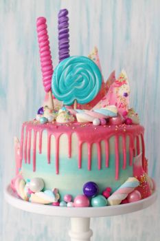 Solve Candy Explosion Drip Birthday Cake jigsaw puzzle online with 54 ...