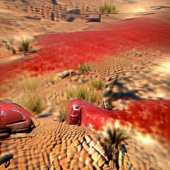 Old Red Car on Desert