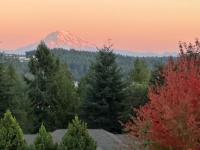 MT. RAINIER SUNSET FROM GIG HARBOR IN THE FALL