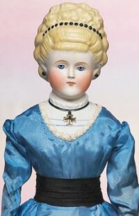 German Bisque Parian Doll With The Molded Hair