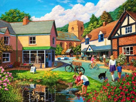 Solve Busy Little Village jigsaw puzzle online with 88 pieces