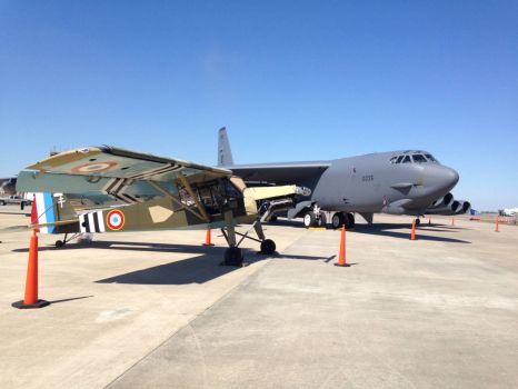 Fiesler Storch next to B52 at Wings Over Houston