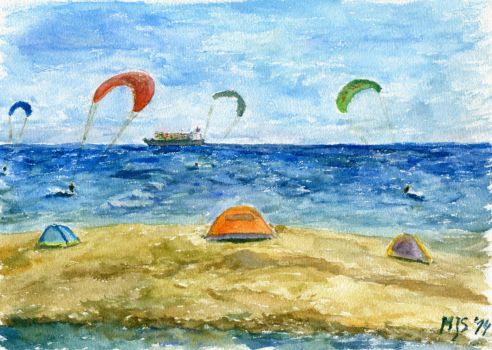 Kitesurfers near Puttgarden