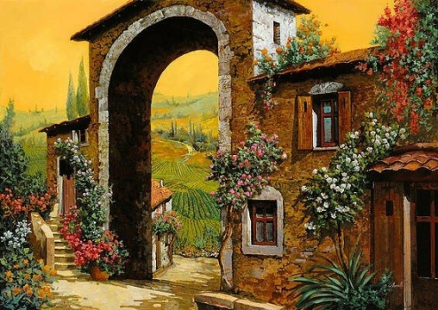 Solve Arco Di Paese by Guido Borelli jigsaw puzzle online with 63 pieces