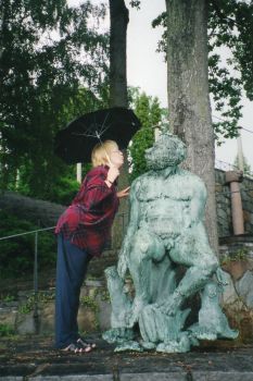 Evelyn with friend in Millegarten, Stockholm