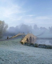 stone bridge in mist