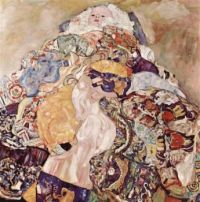 Oil On Canvas, Late Art Nouveau Period  Titled,  "Baby" By Gustav Klimpt 1917-1918