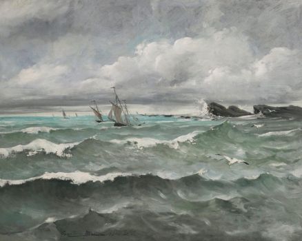 Camille Martin (French, 1861–1898), Sailing Boats near the Reefs (1896)