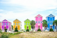 Colourful beach houses, St. George's Island, Florida