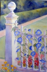 Heavenly Blue water colour by Suzanne Martin