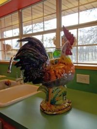 My Kitchen: Rooster that sits over my double oven needed a bath!