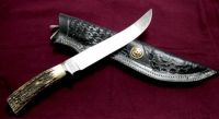 Huge Camp Knife 320 layer Damascus with Stag