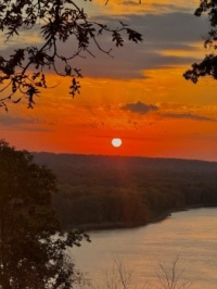Sunrise over the Mississippi in Dubuque Iowa