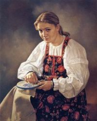 Woman embroidering