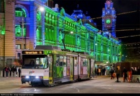 Flinders Street Railway Station aglow in colorful lights!  (2)