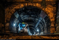 If Batman had a train, it would probably come out of the "Batcave" through a tunnel like this one!
