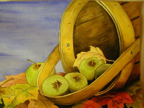 Fall Apple Basket Watercolor