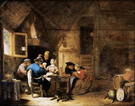 Interior with Peasants Playing Cards ~ Hendrick Martensz. Sorgh  (ca. 1610 –1670)