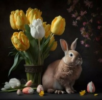 Bunny with Tulips 3