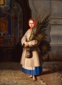 Lithuanian Girl with Palm Sunday Fronds, 1844, Kanuty Rusiecki (1800-1860)