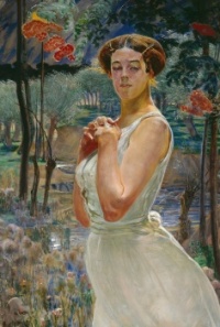 Portrait of a woman against a rowanberry grove (1917) Jacek Malczewski (Polish, 1854–1929)