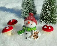Snowman with Mushrooms