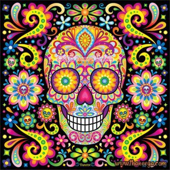 Solve Vibrant Sugar Skull jigsaw puzzle online with 324 pieces