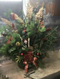 Whimsical Owl Christmas Planter Arrangement
