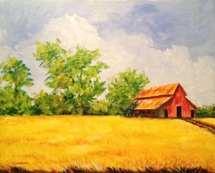 Wheat Field and Barn