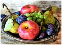 Vintage Metal Bowl Filled with Fresh Fruits