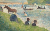 George Seurat horse_and_boats_(study_for__bathers_at_asnieres_)