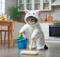 Cat Bunny Cleaning from Mili Soni FB