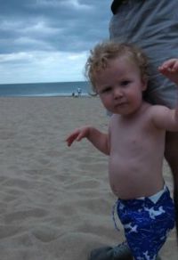 Mason's first time on the beach