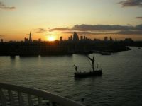Thames sailing barge at sundown