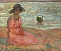 Henri Lebasque (French, 1865–1937), Jeune fille assise au bord de la mer (ca 1920)