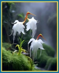 possible photoshop "enhancement" or AI of White Egret Flower