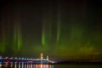 Northern Lights at Mackinaw Bridge!