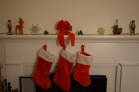 Stockings hanging by our mantle|our christmas decor :)
