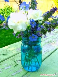 Tinted Mason Jar with Flowers