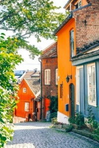 Walking Down the Street to the Water--Bergen, Norway....